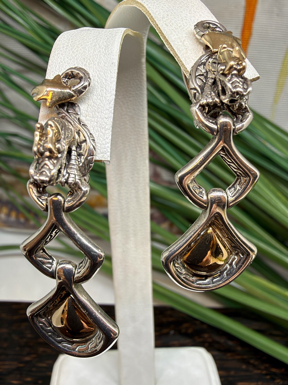 John Hardy Naga Silver 18K Earrings